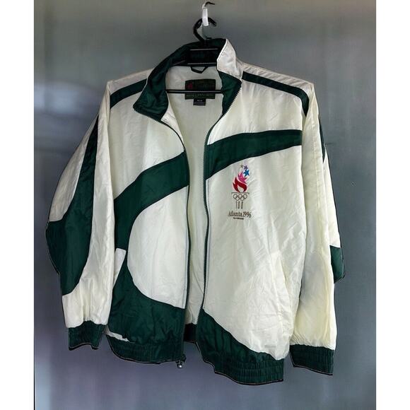 Fans Gear Other - Vintage 1996 Atlanta Olympics Full Zip Windbreaker Jacket White Green Sz Medium